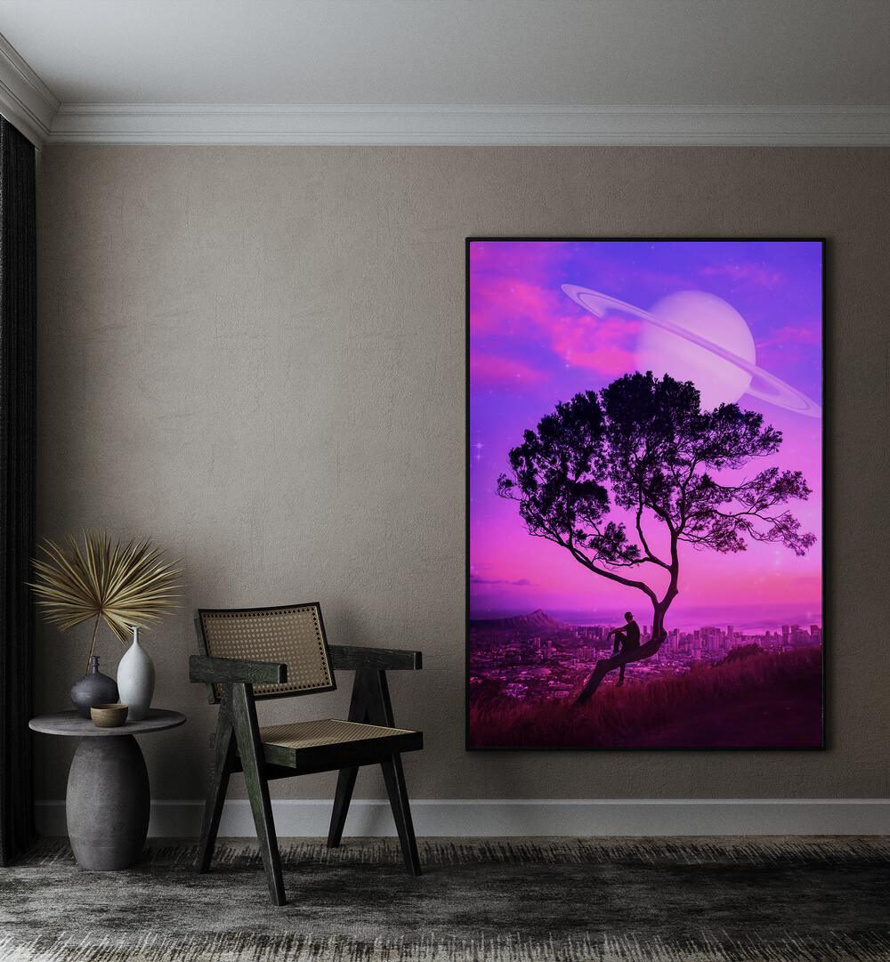 "Transform your space with AWAY FROM HOME, SURREAL ART PRINTS by Ritvik Takkar, showcasing a dreamy landscape."