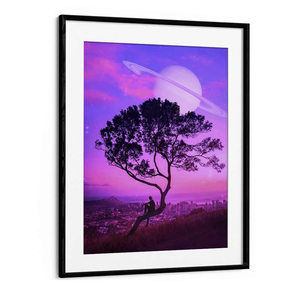Transform your space with "AWAY FROM HOME, SURREAL ART PRINTS" by Ritvik Takkar, featuring a cosmic landscape.