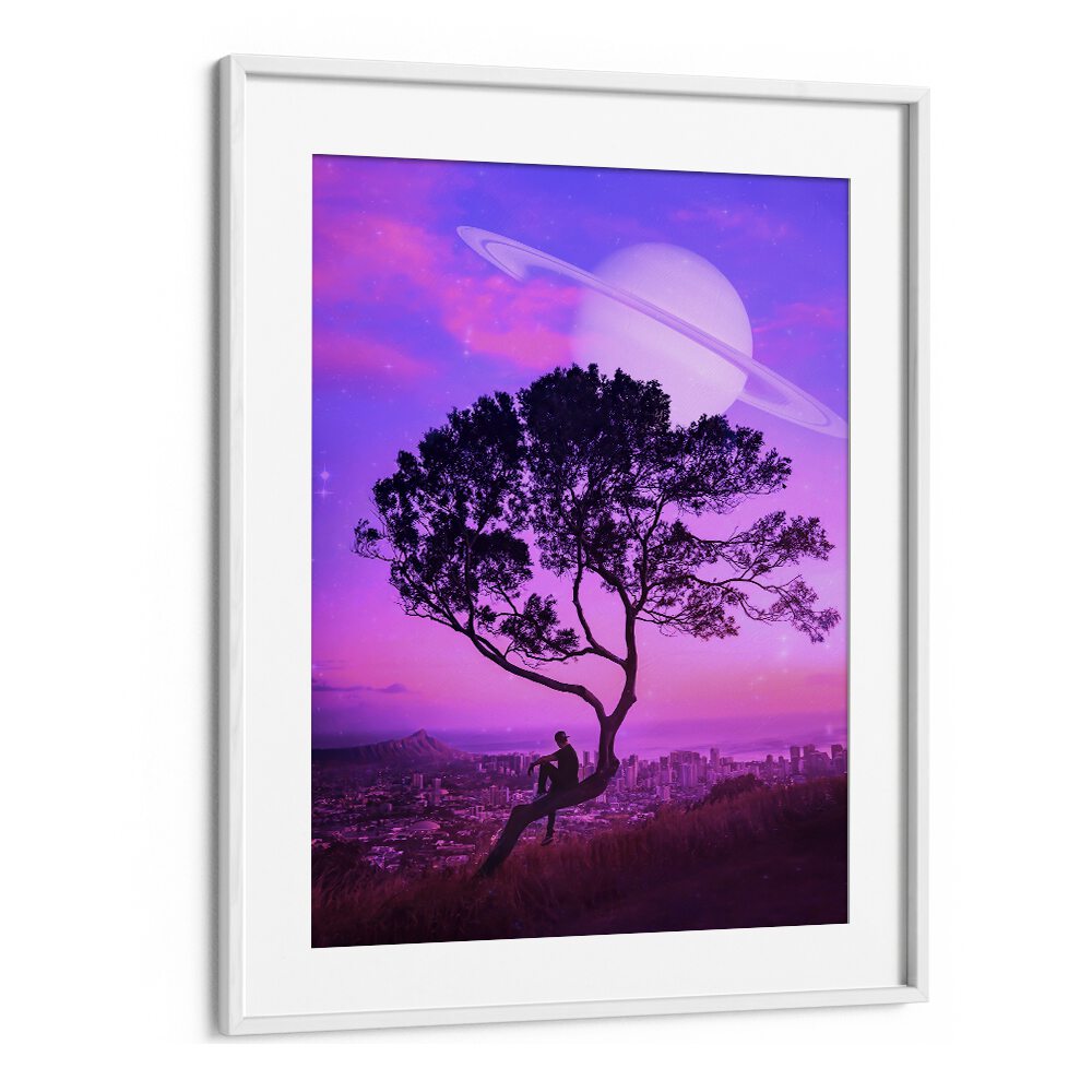 Transform your space with AWAY FROM HOME, SURREAL ART PRINTS by Ritvik Takkar, featuring a dreamy landscape and vibrant hues.