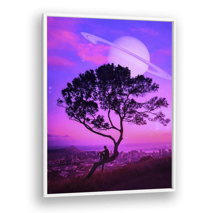 Captivating "Away From Home, Surreal Art Prints" by Ritvik Takkar, featuring a dreamlike landscape and vibrant colors.