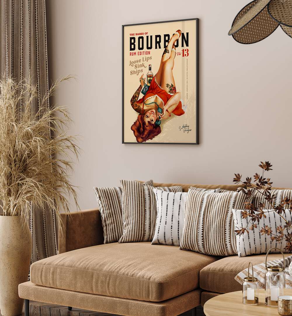 Captivating Babes Drinking Rum, Bar art adds charm and style to your space, perfect for any home or cafe ambiance.