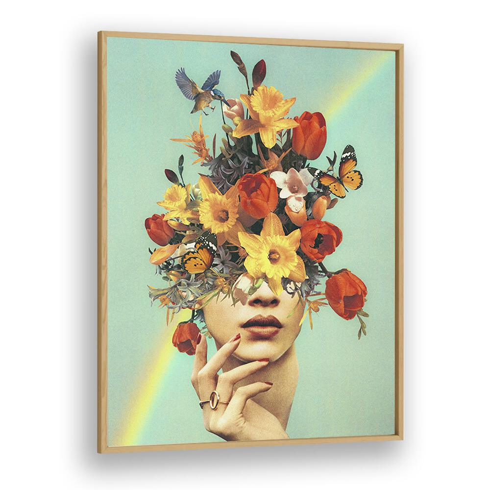 Vibrant "Baby In Bloom - Rainbow Surreal Painting, Surreal Art" by Vertigo Artography, perfect for enhancing your decor.