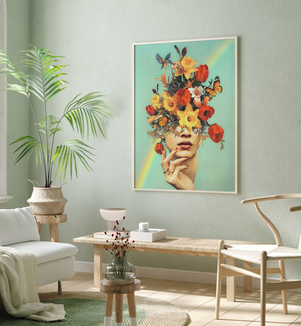 Stunning BABY IN BLOOM - RAINBOW SURREAL PAINTING, SURREAL ART by Vertigo Artography brightens any living space.