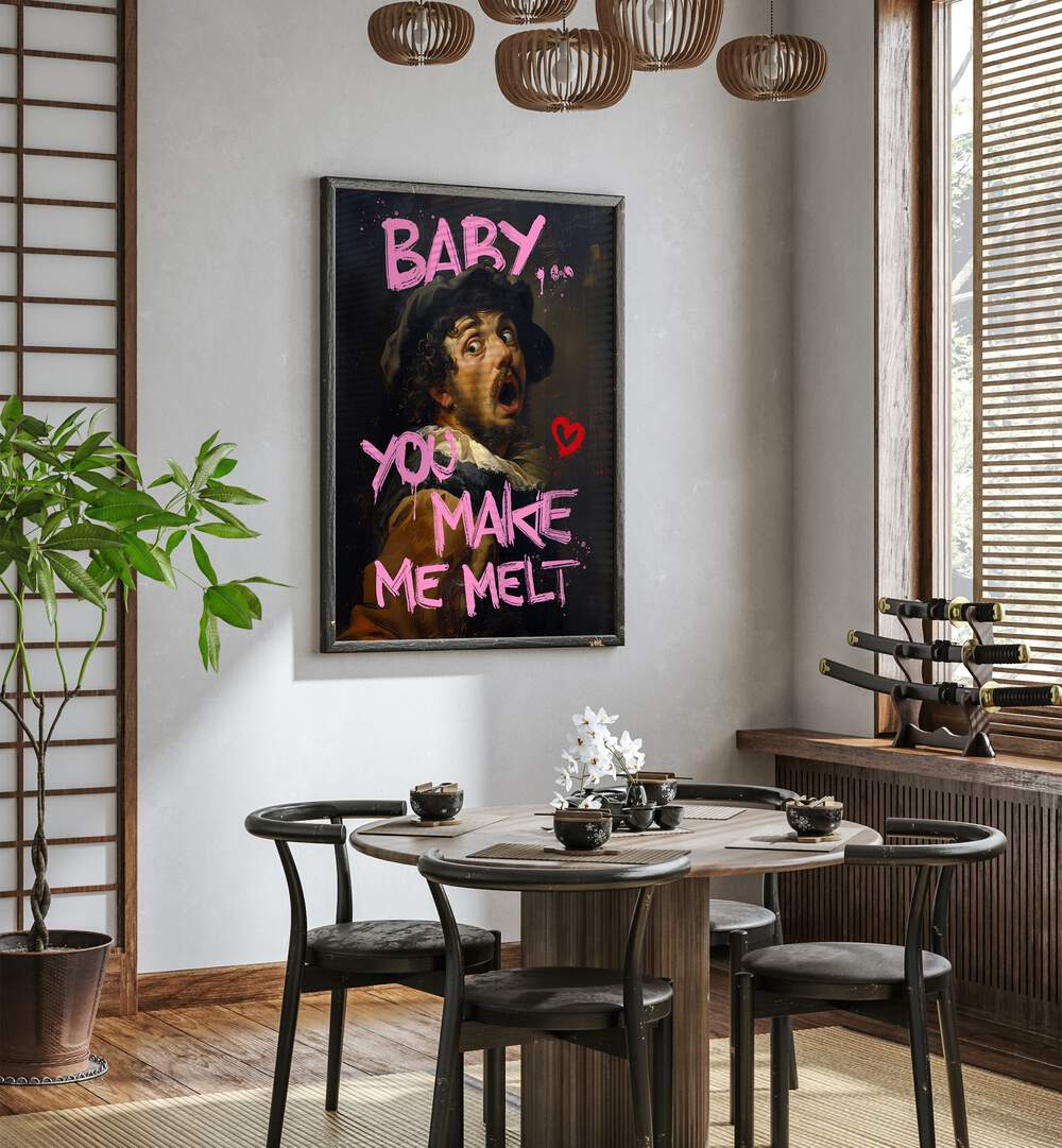 "Stylish room featuring 'BABY YOU MAKE ME MELT, ALTERED ART PRINTS' by Dikhotomy, adding warmth and creativity."