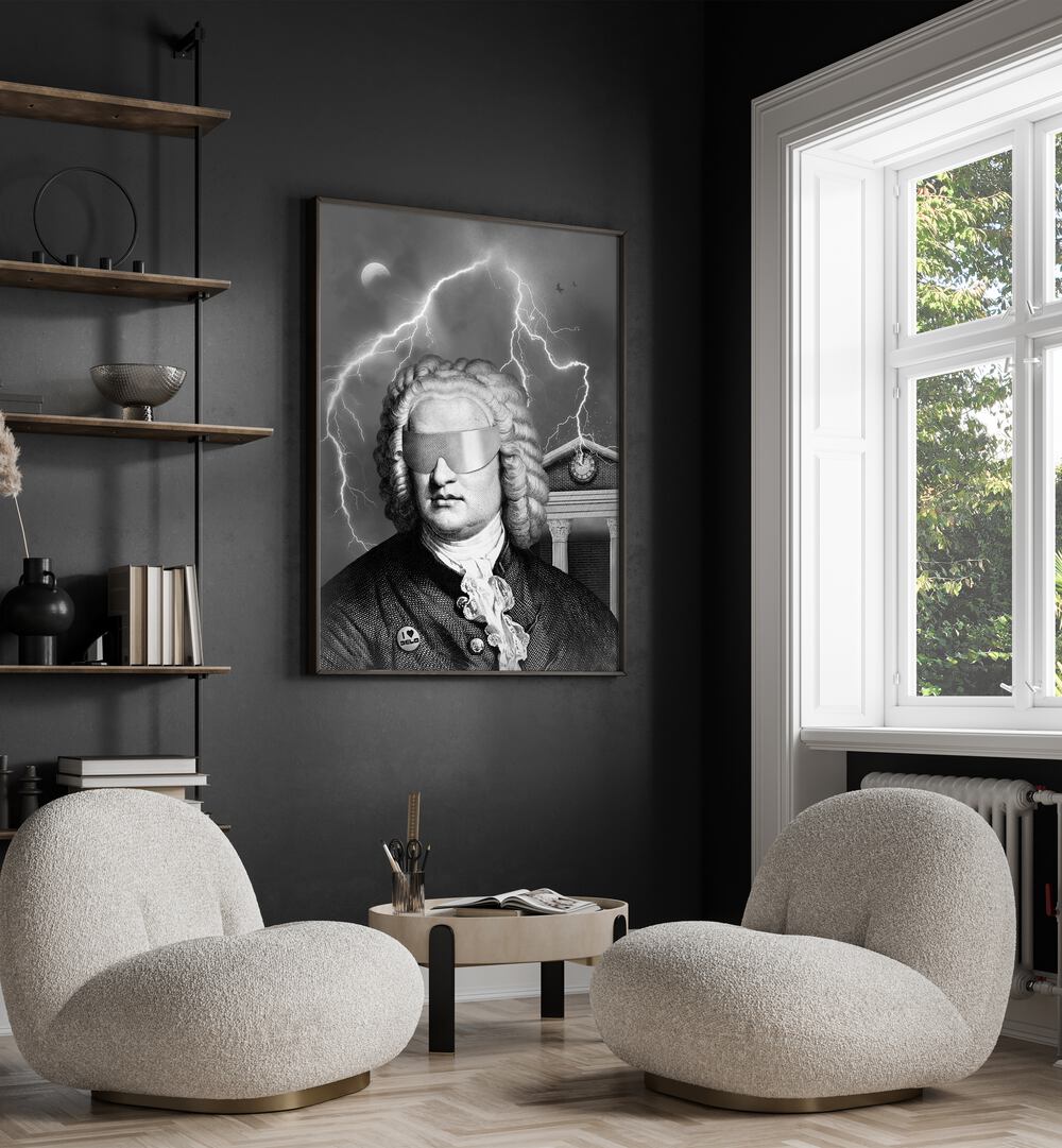 BACH TO THE FUTURE I, ALTERED ART PRINTS by Florent Bodart enhances modern spaces with its unique artistic flair.
