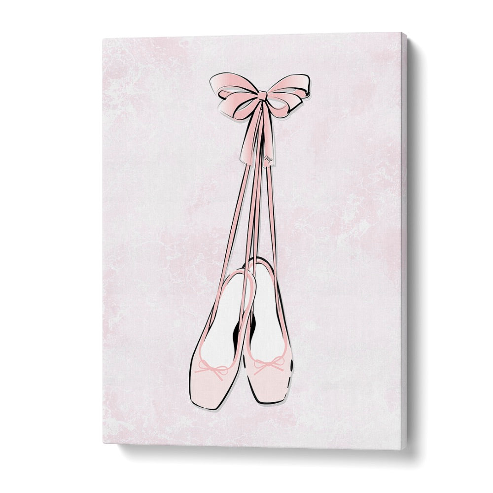 Delicate ballerina shoes with ribbons, perfect for fashion posters by Martina, adding elegance to any space.