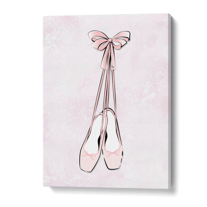 Delicate ballerina shoes with ribbons, perfect for fashion posters by Martina, adding elegance to any space.