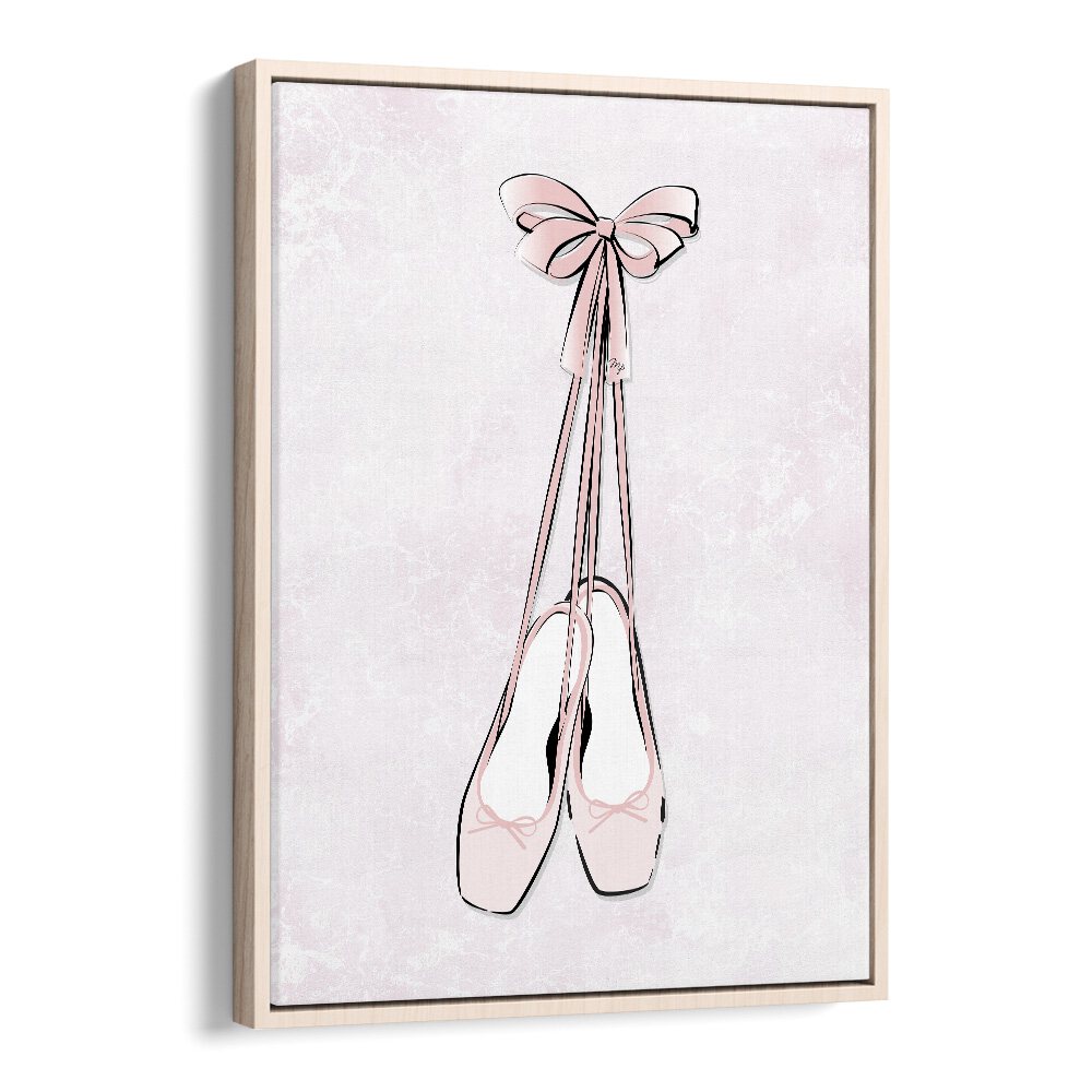 Delicate pink ballerina shoes with ribbons, perfect for fashion posters by Martina. Enhance your space with elegance!