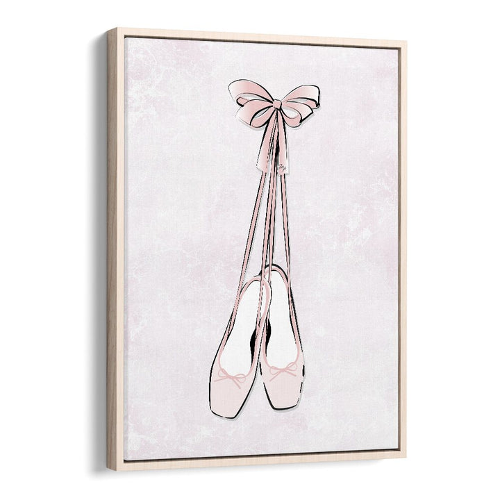 Delicate pink ballerina shoes with ribbons, perfect for fashion posters by Martina. Enhance your space with elegance!