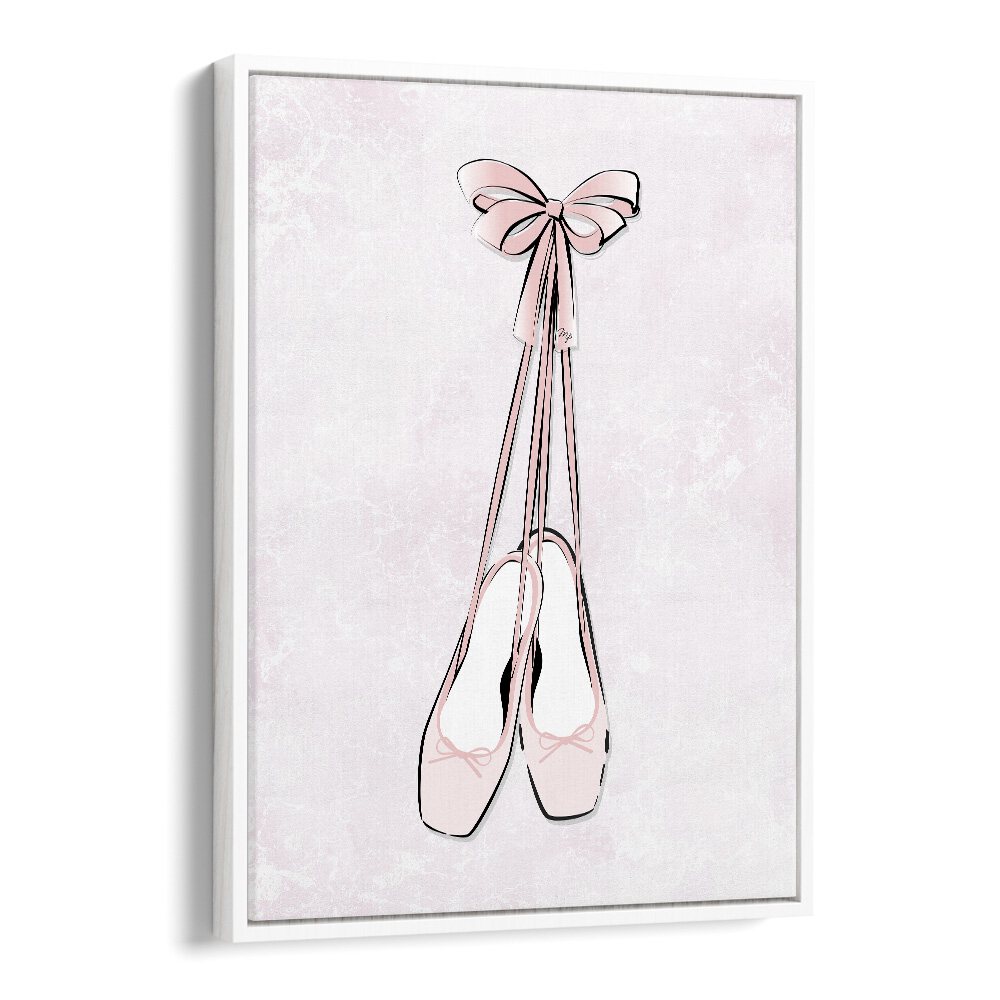 Delicate pink ballerina shoes with ribbons, perfect for elegant décor. Explore BALLERINA SHOES, FASHION POSTERS by Martina.