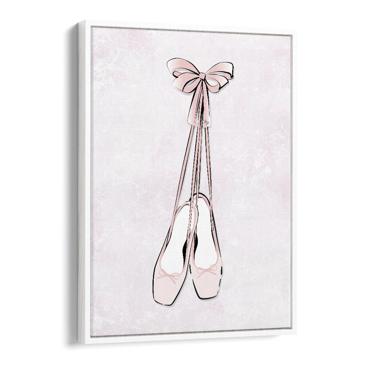 Delicate pink ballerina shoes with ribbons, perfect for elegant décor. Explore BALLERINA SHOES, FASHION POSTERS by Martina.