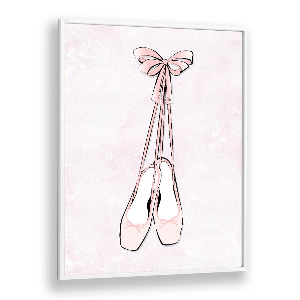 Delicate pink ballerina shoes with ribbons, perfect for home decor. Explore BALLERINA SHOES, FASHION POSTERS by Martina.