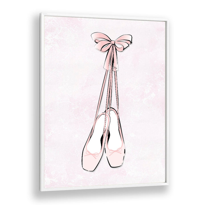 Delicate pink ballerina shoes with ribbons, perfect for home decor. Explore BALLERINA SHOES, FASHION POSTERS by Martina.