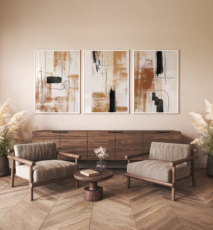 Transform your space with the BARE ESSENCE SET, SET OF 3 PAINTINGS, showcasing elegant natural artistry.