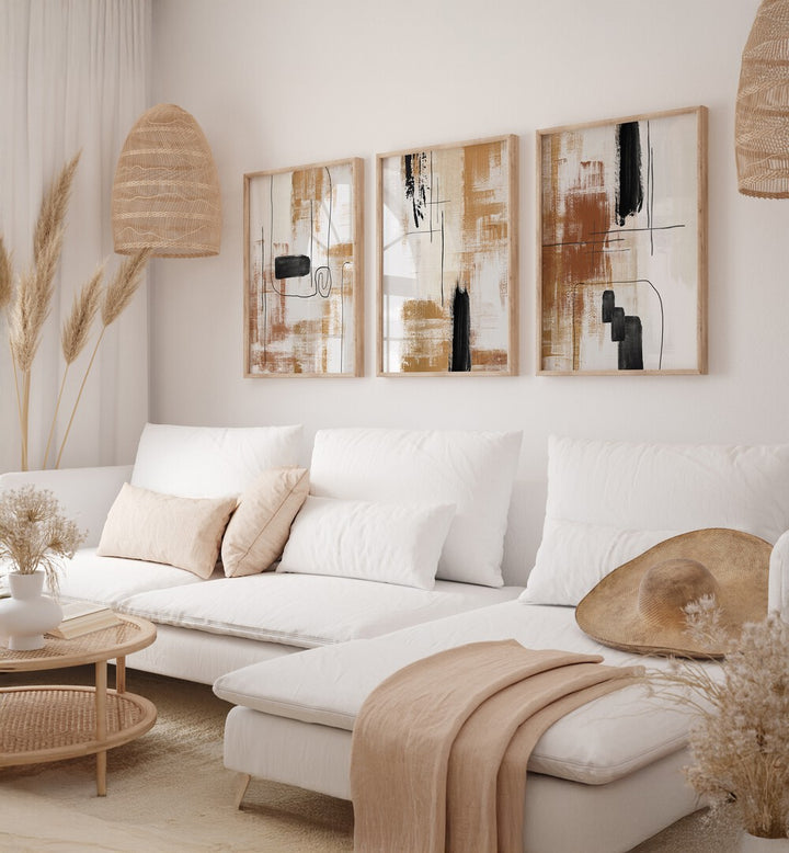 Elevate your decor with the BARE ESSENCE SET, SET OF 3 PAINTINGS, showcasing nature-inspired artistry.