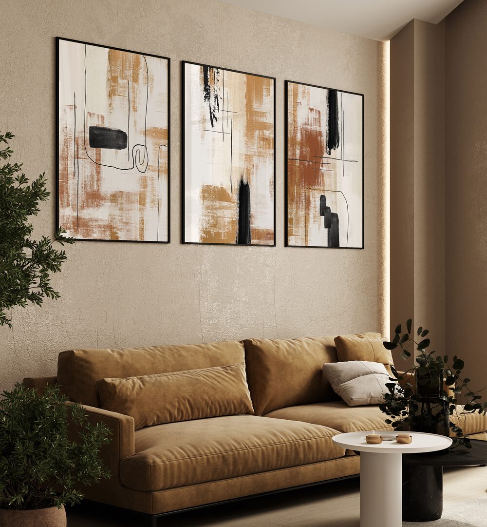 Elegant BARE ESSENCE SET, SET OF 3 PAINTINGS enhances any living space with nature-inspired artistry and tranquility.
