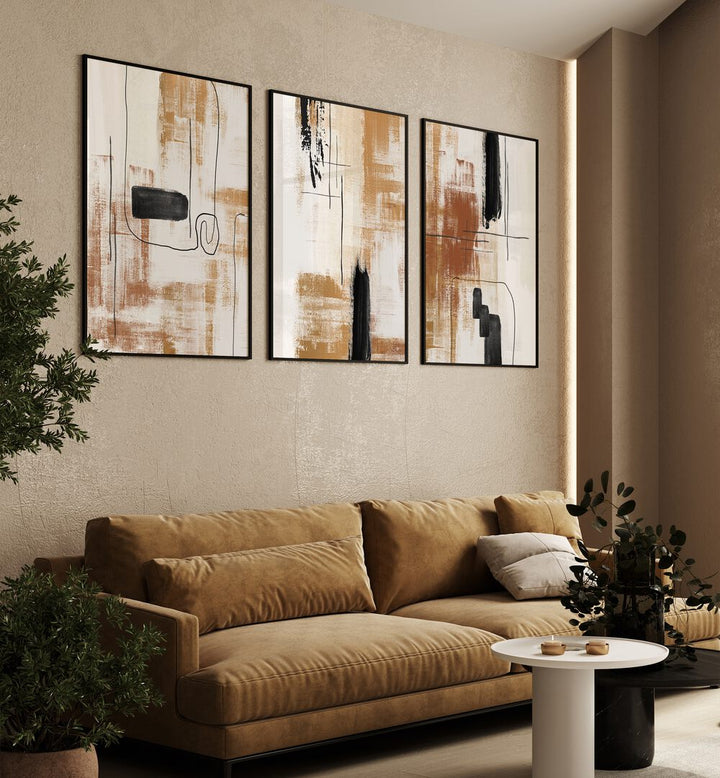 Elegant BARE ESSENCE SET, SET OF 3 PAINTINGS enhances any living space with nature-inspired artistry and tranquility.