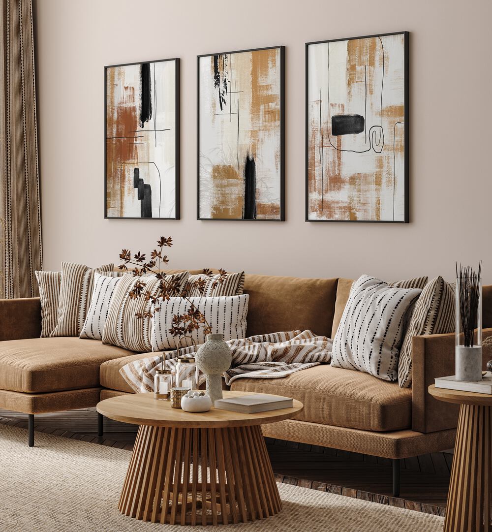 Transform your space with the BARE ESSENCE SET, SET OF 3 PAINTINGS, showcasing elegant nature-inspired artistry.