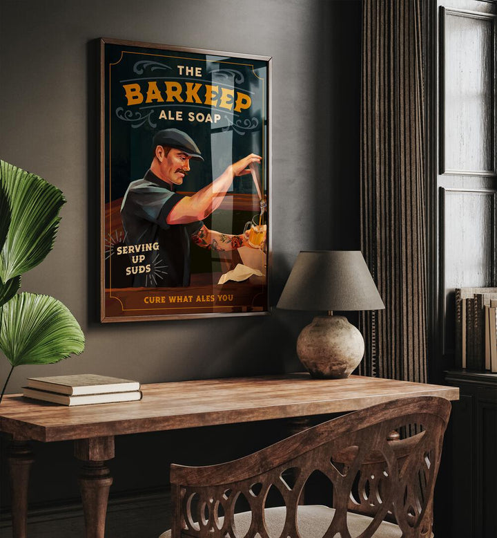 Elevate your space with the BARKEEP SOAP poster, perfect for your bar decor and creative ambiance.