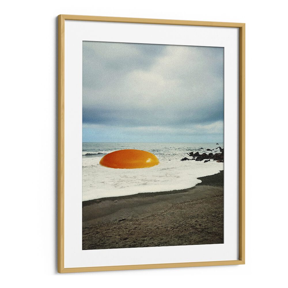 Surreal art print featuring a BEACH EGG by Vertigo Artography, blending ocean views with whimsical imagery.