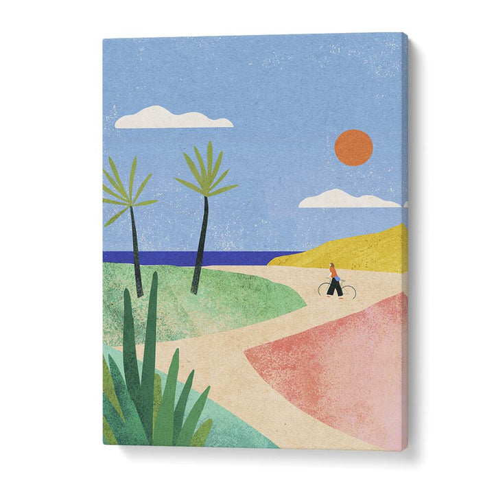 Bright and serene BEACH GIRL, LANDSCAPE PAINTINGS evoke summer joy with a tranquil beach scene for your home decor.