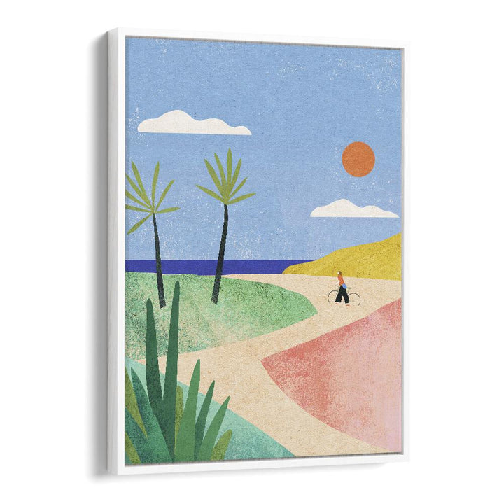 Tranquil BEACH GIRL, LANDSCAPE PAINTINGS art print enhances your home with serene beach vibes and summer joy.