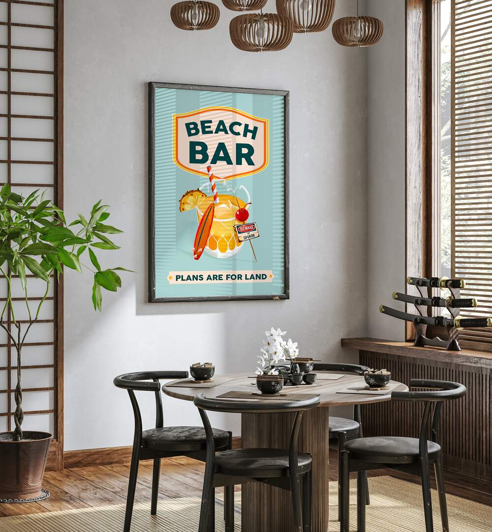 Vibrant BEACH BAR COCKTAIL, BAR art print enhances your space with summer vibes and tropical charm. Perfect for cafes!