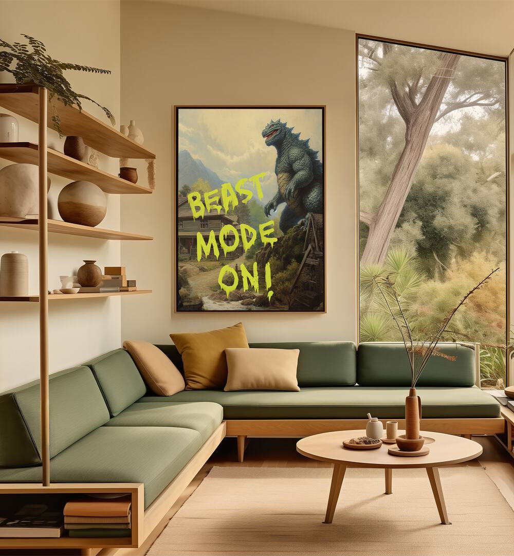 Transform your space with BEAST MODE ON, QUOTES typography poster from Dikhotomy, inspiring strength and motivation.