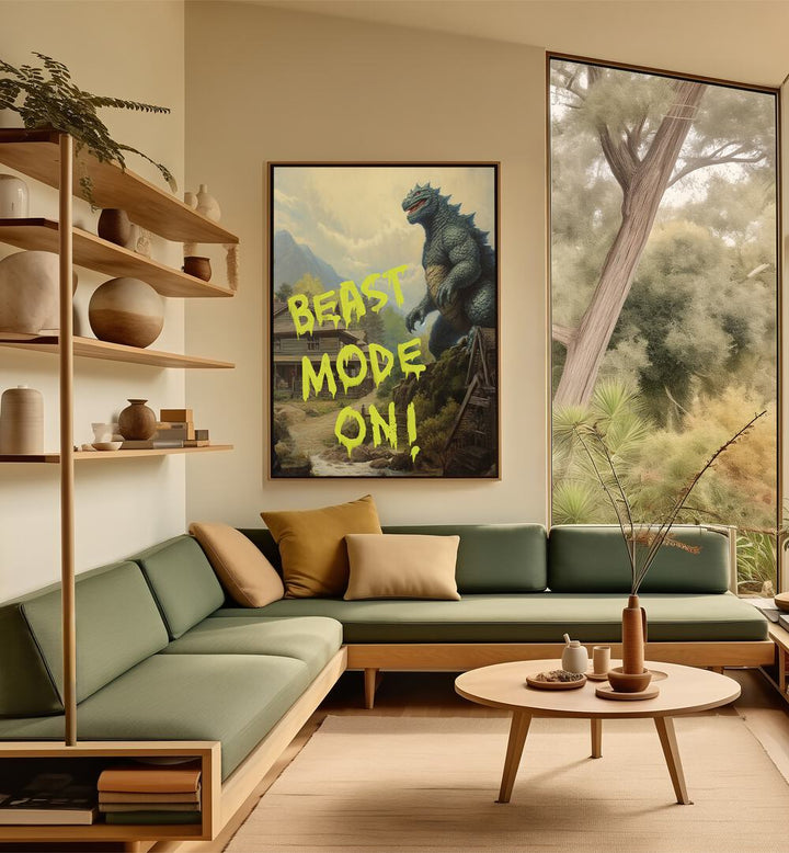 Transform your space with BEAST MODE ON, QUOTES typography poster from Dikhotomy, inspiring strength and motivation.