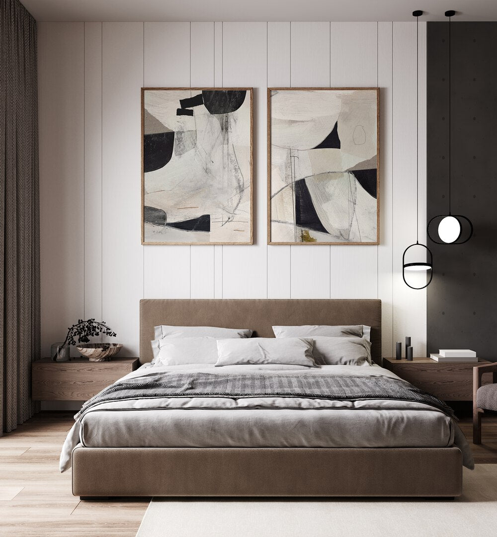 Enhance your home decor with the BEIGES ON HIGH SET, SET OF 2 PAINTINGS, showcasing modern elegance and style.