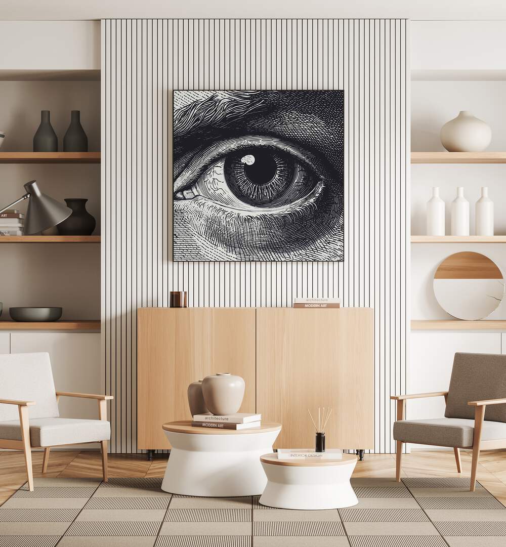 Stunning BENJI, SURREAL ART PRINTS featuring a detailed eye, perfect for elevating your home decor.