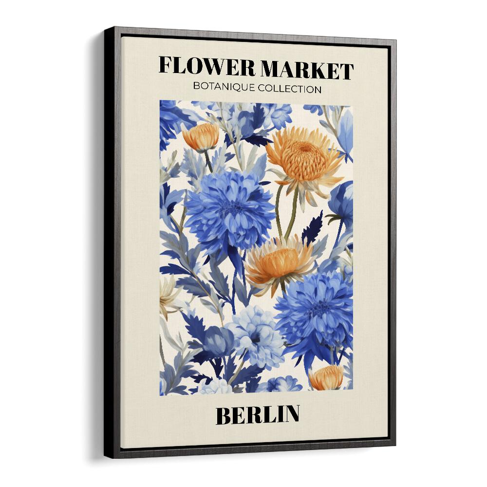Vibrant BERLIN - FLOWER MARKETO, FLORAL FLOWER PAINTINGS in black floater frame to enhance your home decor.