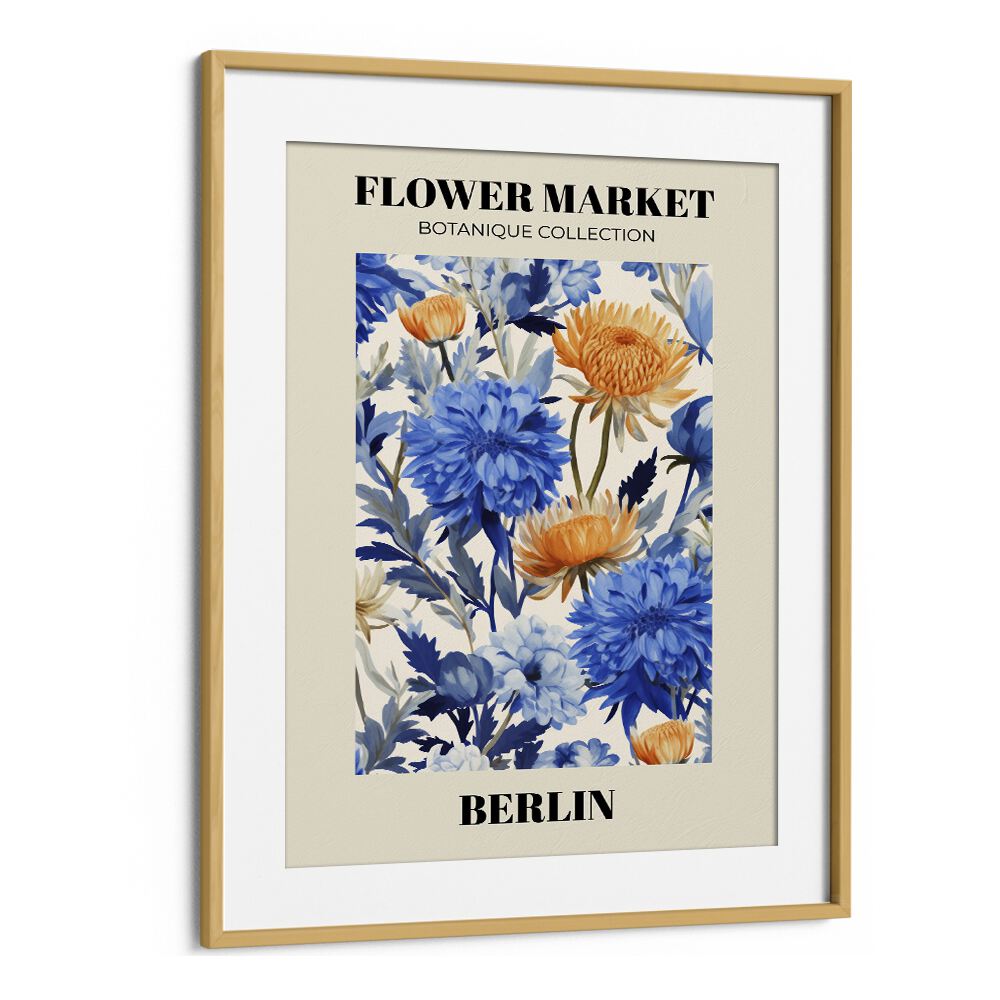 Vibrant BERLIN- FLOWER MARKETO, FLORAL FLOWER PAINTINGS in an oak frame, perfect for elevating home decor.