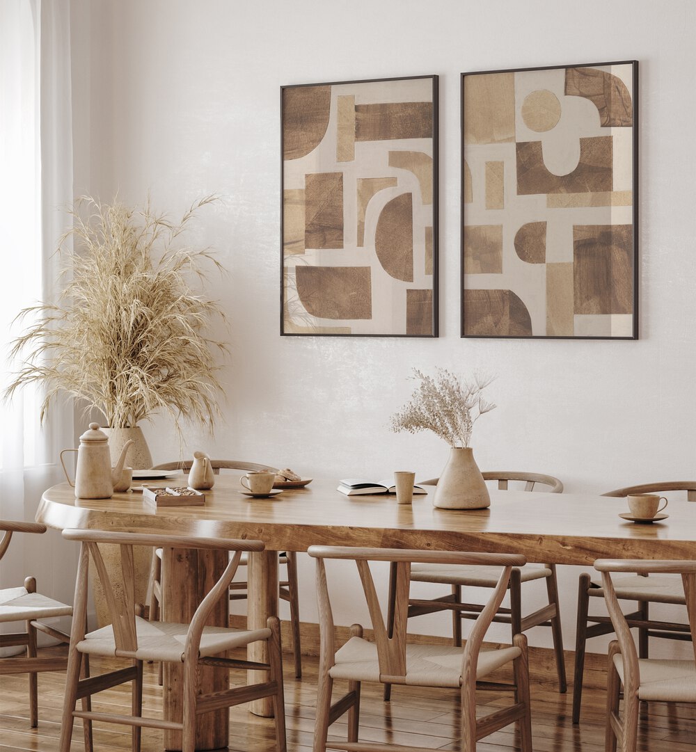 Transform your space with the BEIGE BLOCKS SET, SET OF 2 PAINTINGS, showcasing elegant abstract art.