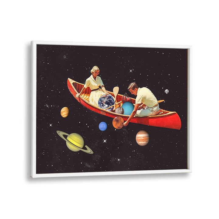 Explore the cosmos with BIG BANG GENERATION, SURREAL ART PRINTS by Vertigo Artography, featuring a whimsical canoe scene.