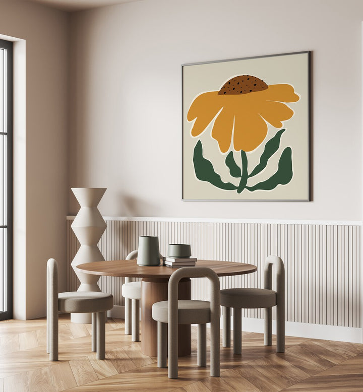 Big Blooming III, Botanical Art Paintings Artwork in Black Plain Frame
placed on a Cream Colored Wall
near a Dining Table
in the Dining Room