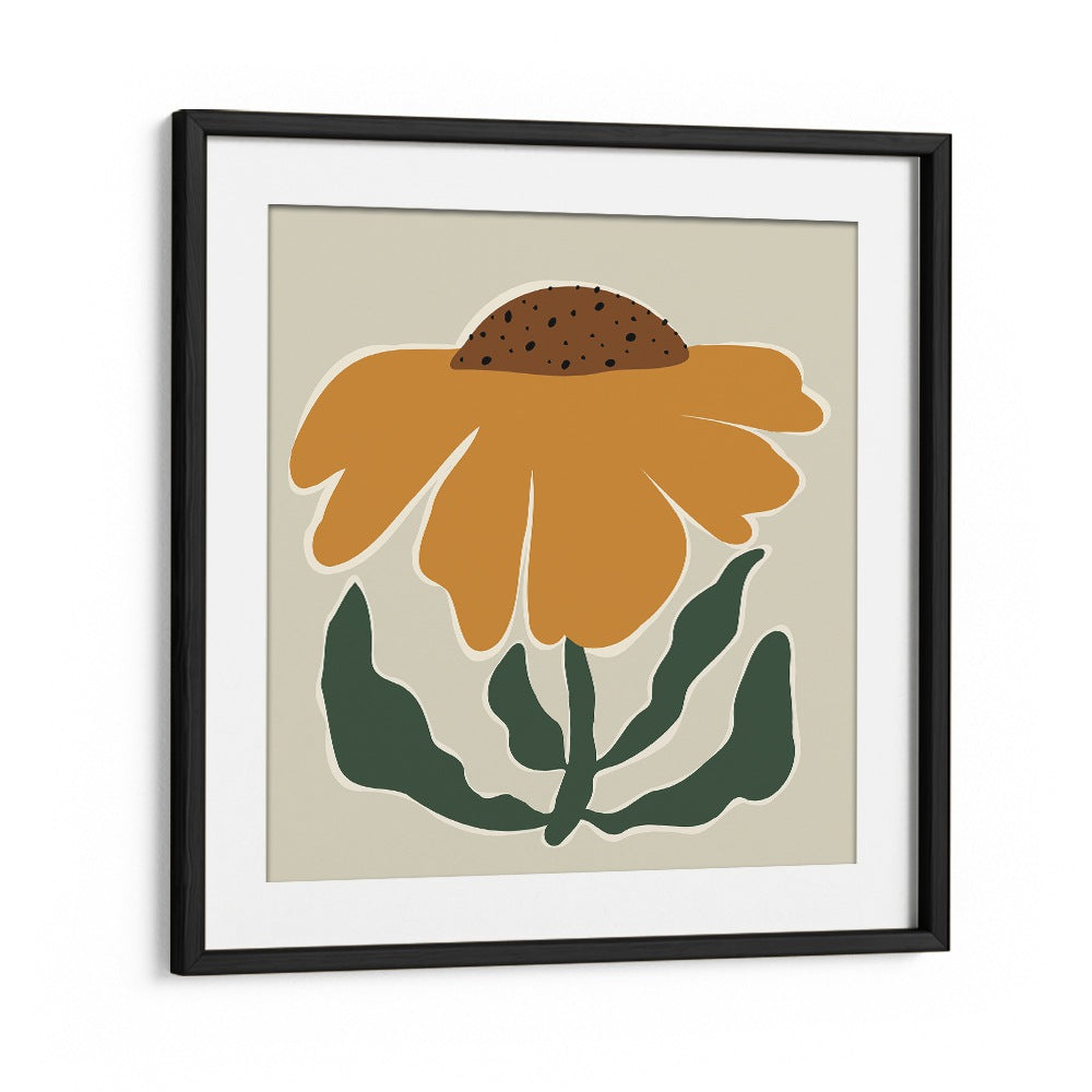 Big Blooming III, Botanical Art Paintings Artwork in Black Frame With Mount