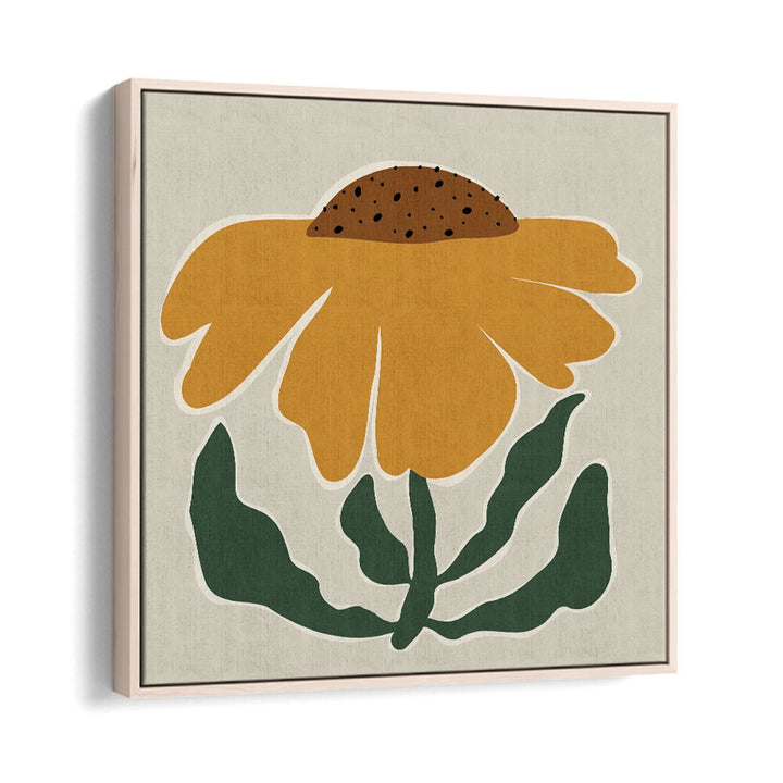 Big Blooming III, Botanical Art Paintings Artwork in Oak Wood Floater Frame