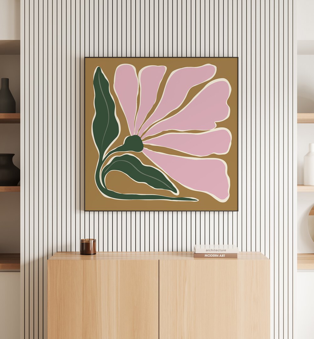 Big Blooming V, Botanical Art Paintings Artwork in Black Plain Frame
placed above a Console Table
in the Drawing Room