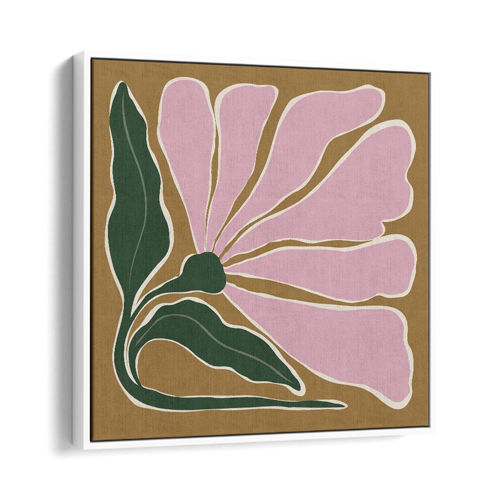 Big Blooming V, Botanical Art Paintings Artwork in White Floater Frame