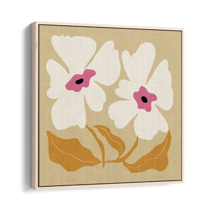 Big Blooming VII, Floral Art Paintings Artwork in Oak Wood Floater Frame