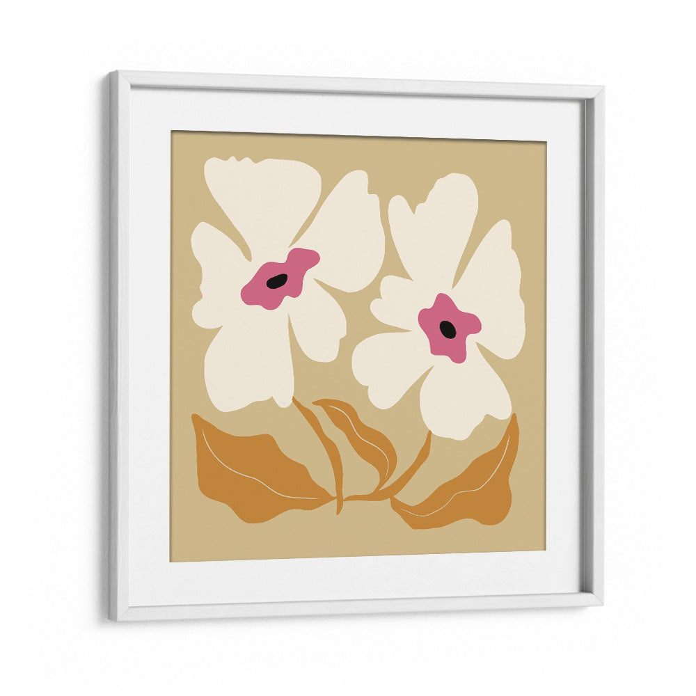 Big Blooming VII, Floral Art Paintings Artwork in White Frame With Mount