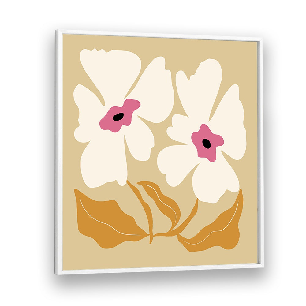 Big Blooming VII, Floral Art Paintings Artwork in White Plain Frame