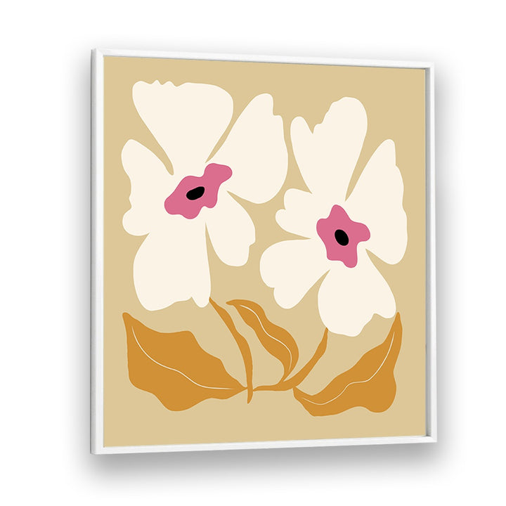 Big Blooming VII, Floral Art Paintings Artwork in White Plain Frame