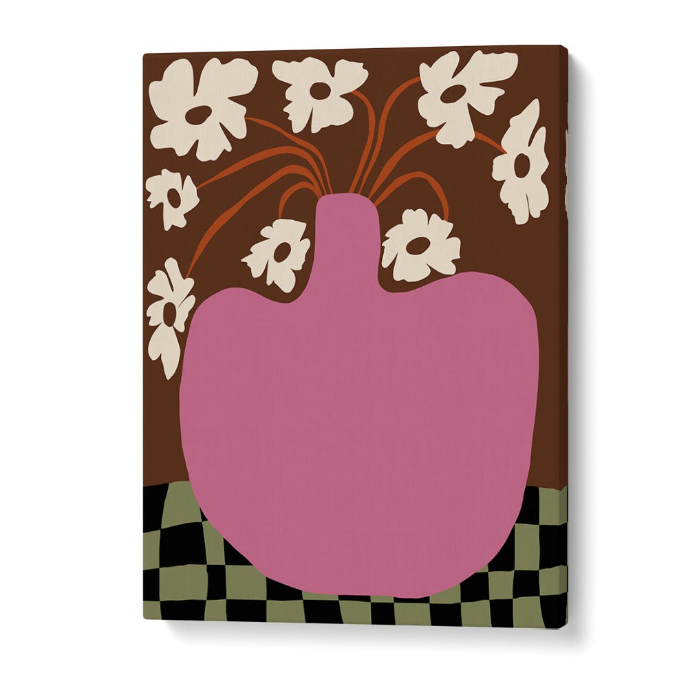 Big Pot With Flower, Botanical Art Paintings Artwork in Gallery Wrap