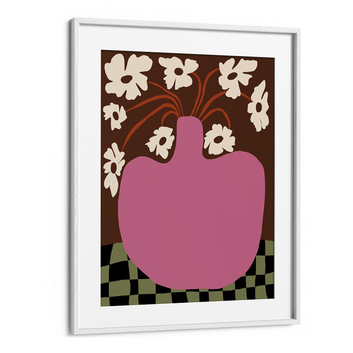 Big Pot With Flower, Botanical Art Paintings Artwork in White Frame With Mount