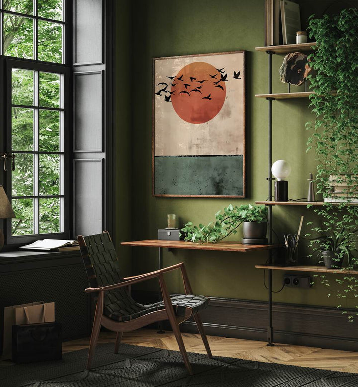 Stunning BIRDS FLYING IN THE SUNSET, LANDSCAPE PAINTINGS, enhancing your space with nature's beauty.