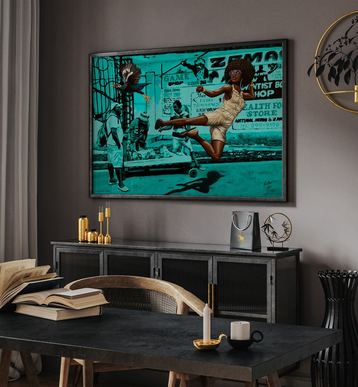 Experience vibrant energy in BLACK BELT JONES, AFRICAN ART PAINTINGS by Christian Beijer, showcasing stunning cultural artistry.