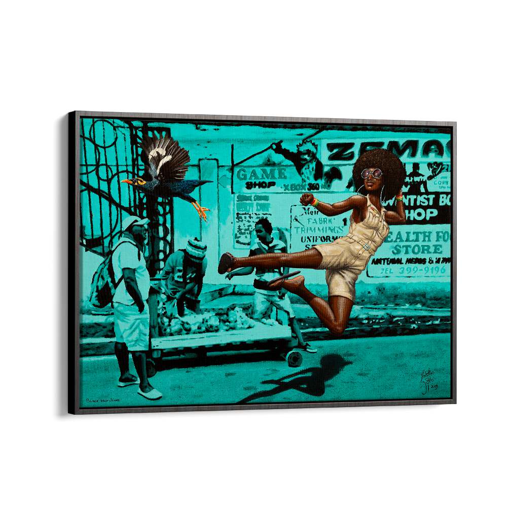 Explore the vibrant BLACK BELT JONES, AFRICAN ART PAINTINGS by Christian Beijer, showcasing cultural elegance and style.