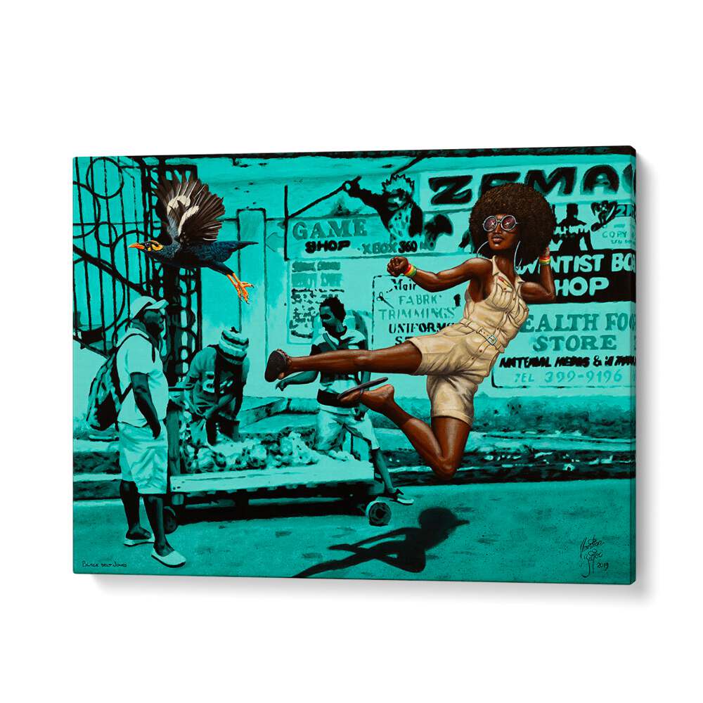 Vibrant BLACK BELT JONES, AFRICAN ART PAINTINGS by Christian Beijer showcase dynamic cultural expressions on canvas.